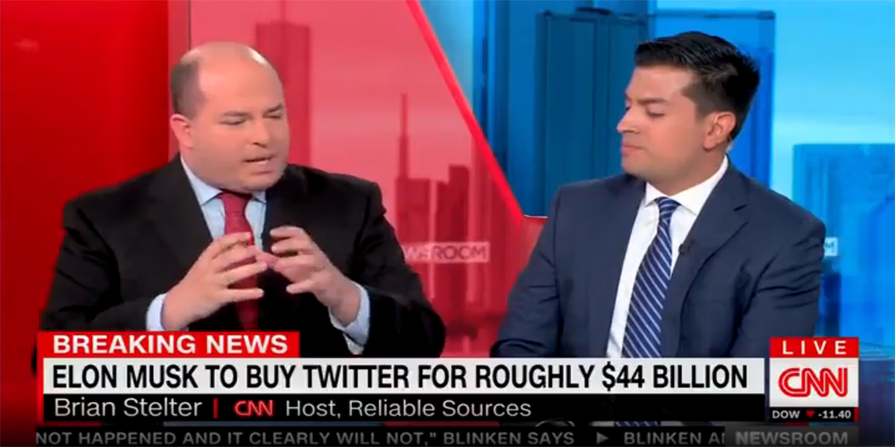 CNN's Brian Stelter complains that Twitter will be a 'party' with 'no rules' once Elon Musk takes over